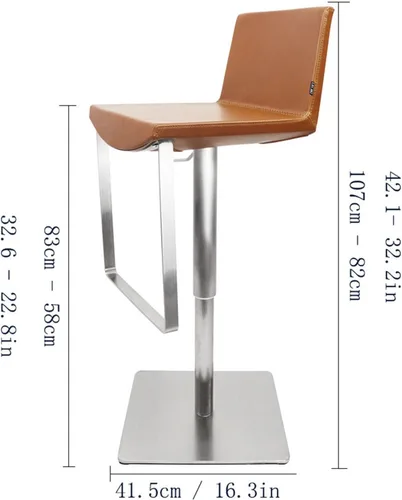 Vista 2 de Taburetes de bar altos, silla de bar moderna de metal, silla giratoria para el hogar, cocina, restaurante, cafetería, decoración de elevación