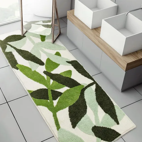 Vista 10 de Alfombra de baño verde pequeña alfombra de baño de hojas tropicales