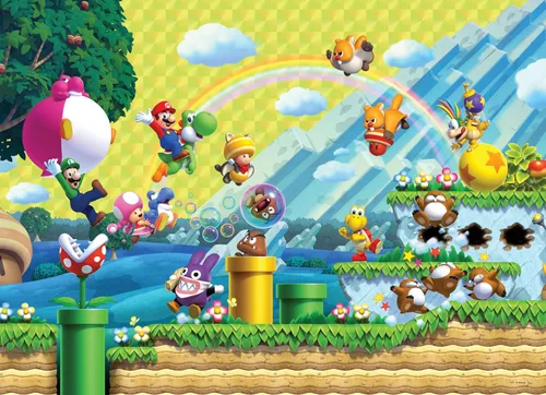 Vista 4 de Rompecabezas de 1000 piezas de Super Mario "Chaos & Fun", dimensiones de 19 x 27 pulgadas, rompecabezas coleccionable con Mario, Luigi, Nabbit