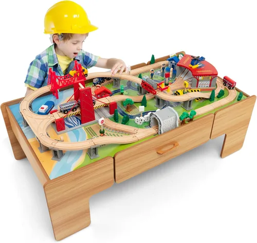 Vista 15 de GLACER Mesa de tren con almacenamiento, mesa de actividades de madera de 94