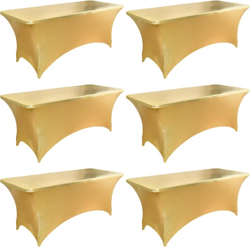 Vista 23 de Paquete de 2 Cubiertas de Mesa de Spandex de 4 pies para Mesas Plegables Rectangulares - Manteles Elásticos Ajustados Resistentes a las Arrugas