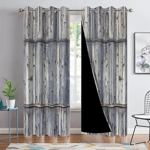 Vista 51 de Cortinas rústicas para ventana de puerta de granero, puerta de madera gris, puerta de garaje, tratamiento de ventana para sala de estar, dormitorio