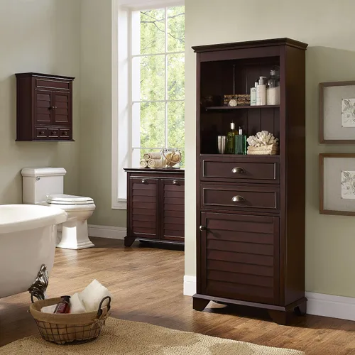 Vista 8 de Crosley Furniture Lydia - Cesta para ropa sucia con bolsas de clasificación de lino, almacenamiento y organización en el baño, color espresso