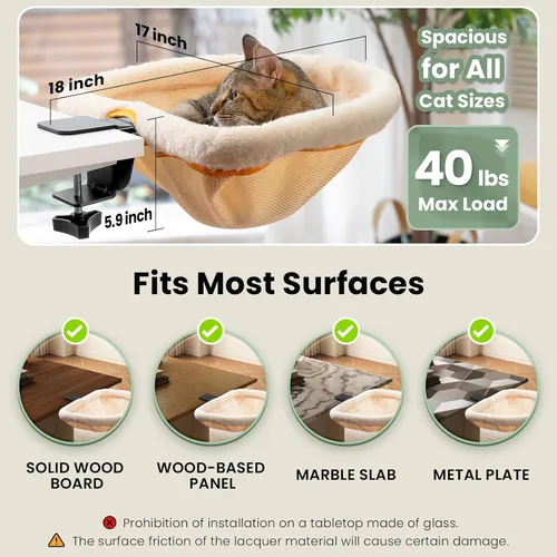 Vista 6 de Cama de escritorio para gatos plegable con un solo clic con Crema
