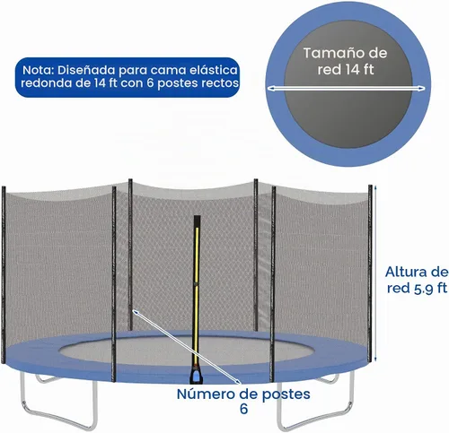 Vista 3 de Aodaer - Red de seguridad para cama elástica de 14 pies con luces solares