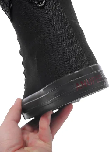 Vista 7 de Momuk Botas de lona de moda para niñas hasta la rodilla, Negro