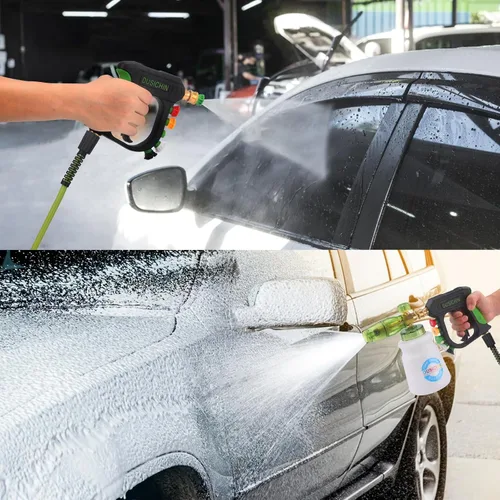 Vista 2 de DUSICHIN Pistola de lavado a presión con cañón de espuma, kit de lavado de autos de 4000 PSI, rociador de lanza de espuma de nieve con conector