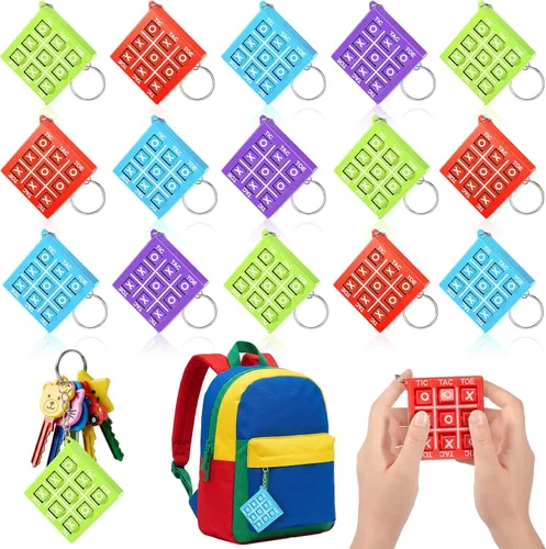 Vista 10 de Hicarer Llavero de juego de 8 piezas de Tic Tac Toe para niños de 4 a 8 a Ret