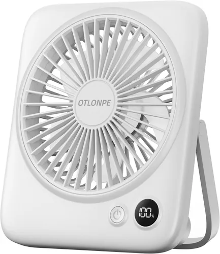 Vista 14 de Otlonpe Ventilador de Escritorio Portátil de 6.5 Pulgadas, Batería Recargable de 4000mAh Operado por Batería y Alimentado por USB, Ventilador
