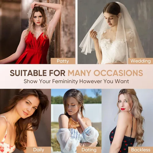 Vista 8 de Sujetador adhesivo para pechos grandes, brasier adhesivo, brasier sin costuras para mujer, brasier push up para vestido sin espalda