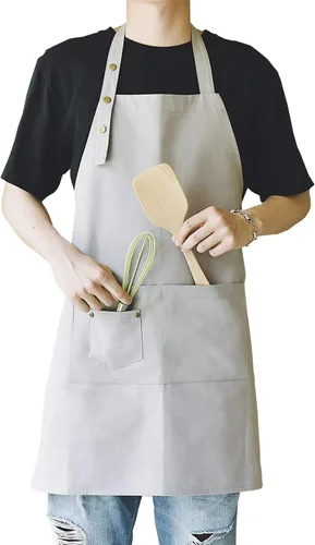 Vista 12 de Delantales de arte para pintar cerámica, delantales de cocina para hombres y mujeres impermeables verdes