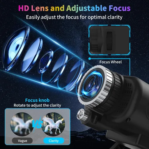 Vista 9 de FlyLily Proyector de galaxia 3D, proyector dinámico de estrellas con ruido blanco y altavoz Bluetooth, proyector de luz nocturna de 60 escenas