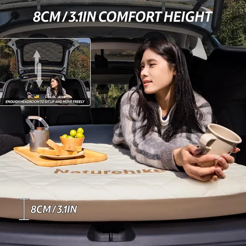 Vista 7 de Naturehike Colchón de aire de coche de punto caído para el modelo Y, cama inflable de TPU de 3.2 pulgadas de grosor con bomba externa y protector