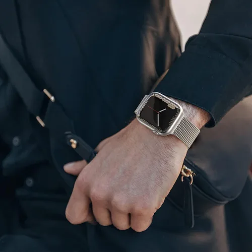 Vista 7 de Marge Plus Correa de malla de acero inoxidable cierre magnético para Apple Watch 7/6/5/4/3/2/1/SE de 1.5"/1.58"/1.61"/1.65"/1.73"/1.77" para A- Luz