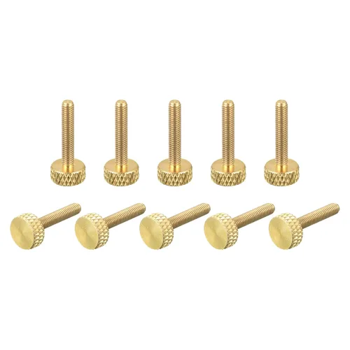 Vista 9 de uxcell 10 tornillos moleteados de latón, M3x8mm 0.453 in de longitud, perno de agarre plano, sujetadores para electrónicos, mecánicos