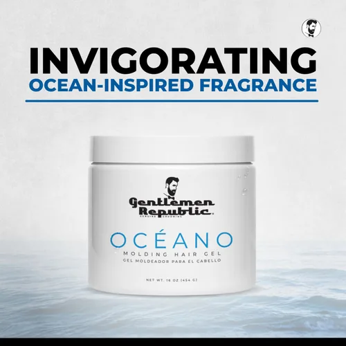 Vista 5 de Gentlemen Republic Oceano Gel para el cabello para hombre, 16 onzas, gel de peinado de alto brillo y fuerte sujeción táctil para cabello, fórmula