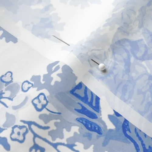 Vista 5 de Spoonflower Tela - Chinoiserie Willow Blue White Toile Chinese Nature Garden Botánico Impreso en tela de gasa Fat Quarter - Costura Ropa de moda