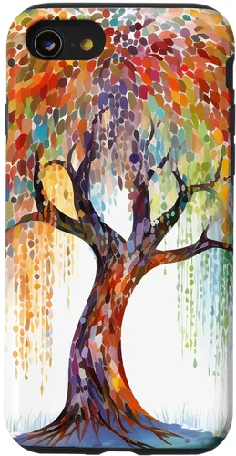 Vista 18 de Weeping Willow Tree Colorful Mosaic Case for iPhone 17