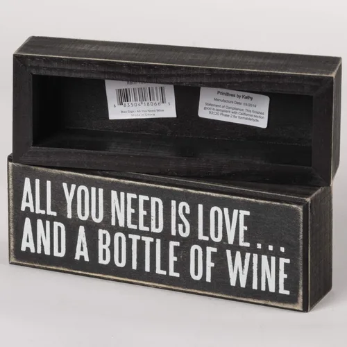 Vista 2 de Primitives by Kathy 18066 Cartel de caja, 7" x 2.5", All You Need... is a Bottle of Wine