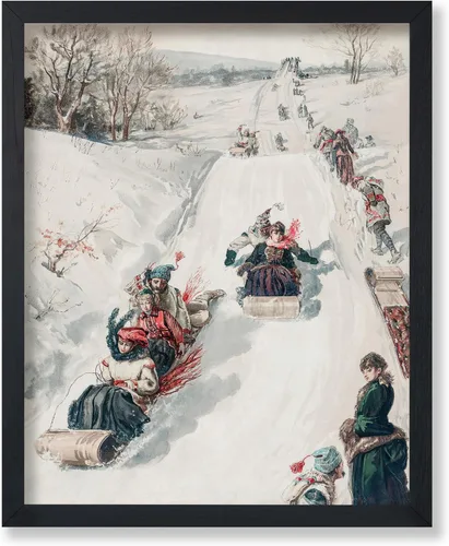 Vista 8 de Poster Master Póster de Navidad vintage, impresión retro de carreras de trineo, arte de pared de invierno, regalo de vacaciones para hombres