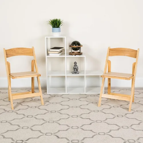 Vista 11 de EMMA + OLIVER Paquete de 2 sillas plegables de madera negra con asiento acolchado de vinilo Negro