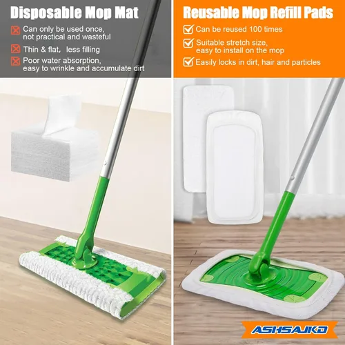 Vista 7 de Paquete de 4 almohadillas de repuesto reutilizables para trapeador Swiffer Sweeper, fuerte poder de absorción, almohadillas de repuesto de mopa