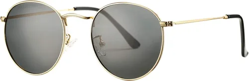 Vista 3 de Pro Acme Gafas de sol polarizadas de metal redondas pequeñas para mujer, estilo retro de diseñador