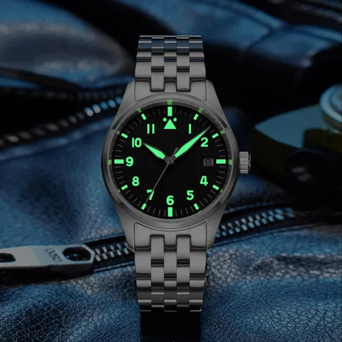 Vista 4 de ADDIESDIVE Reloj piloto para hombre automático de acero NH35A Movimiento Diver 200M esfera luminiscente