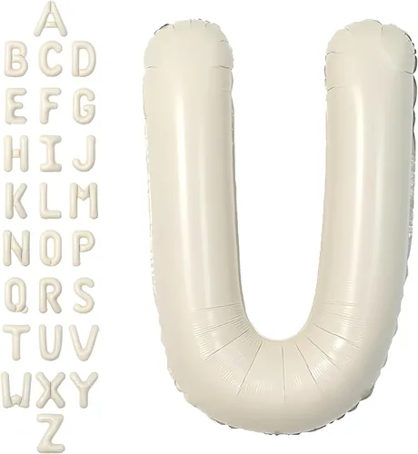 Vista 19 de SUWEN Globos de helio grandes de 102 cm (40 pulgadas) con letra S en color crema. Globos grandes de papel de aluminio con letra en helio, de A a Z.