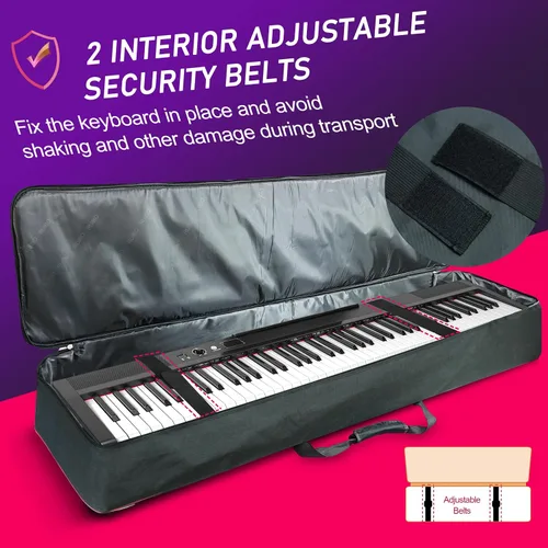 Vista 3 de Ruibo Funda para teclado de 88 teclas para piano eléctrico con acolchado de algodón de 0.394 in, bolsa Oxford 600D impermeable de 54 x 13 x 6.7 Rojo