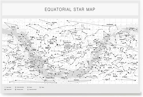 Vista 11 de Higly - Póster detallado de mapa de estrellas ecuatoriales – Constelaciones con nombres de estrellas – Impresión artística de pared para la escuela
