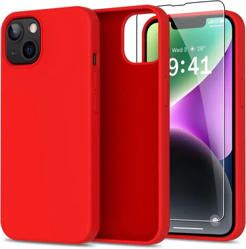 Vista 10 de bemal Funda para iPhone 14 Pro con protector de pantalla, silicona líquida de ajuste delgado, forro de microfibra suave, diseñada para mujeres