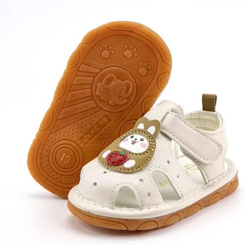 Vista 6 de SOFMUO Sandalias chirriantes antideslizantes con suela de goma suave y puntera cerrada, zapatos de verano al aire libre para niños pequeños
