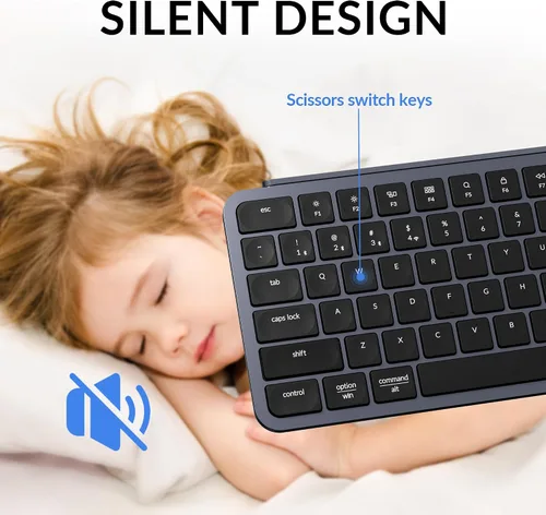Vista 5 de Keychron Teclado inalámbrico ultradelgado B1 Pro, ZMK/Lanzador programable Bluetooth/2.4GHz/cableado, batería de 1200 horas, interruptor de tijera