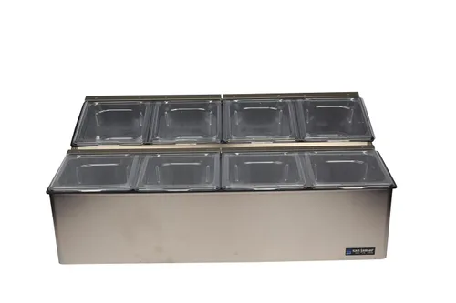 Vista 3 de San Jamar Ez-Chill Centro de preparación de alimentos autoservicio con tapa con bisagras para bares, restaurantes y cocinas, acero inoxidable