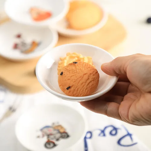 Vista 5 de SOCOSY Platos de cerámica súper lindos con animales de dibujos animados, platos de condimentos, pequeños tazones para alimentación de gatos, perros