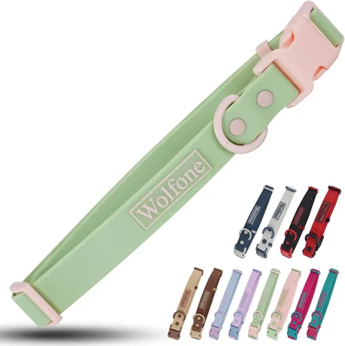 Vista 9 de Wolfone - Collar impermeable para perros con hebilla de liberación rápida, collar ajustable lindo para perros, cómodo, resistente, duradero, a