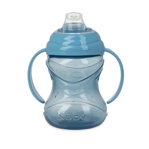 Vista 3 de Nuby Taza de agarre N' Sip de 3 piezas sin derrames con boquilla flexible suave, 2 asas con función Clik It Lock, neutro, 10 onzas