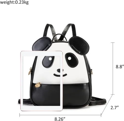 Vista 2 de Mini mochila para niñas pequeñas 3D Animal Casual Daypack PU cuero preescolar convertible bolsa de hombro regalo para niños, Negro -, Mochilas