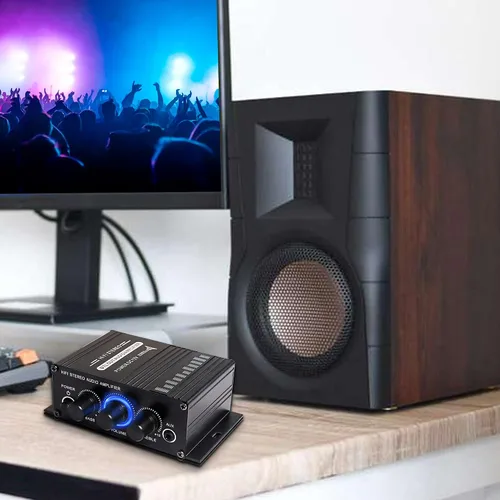 Vista 7 de XMSJSIY Amplificador de audio estéreo de alta fidelidad de 12 V para coche de 2 canales HiFi Bass Subwoofer Amp para coches CD DVD reproductor MP3
