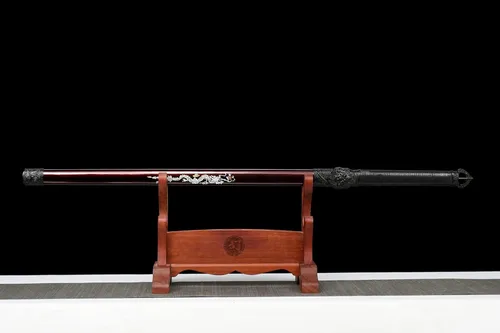 Vista 2 de JIHPENsword, espada shikomizue japonesa hecha a mano, hoja negra de espiga completa con vaina, 41 pulgadas