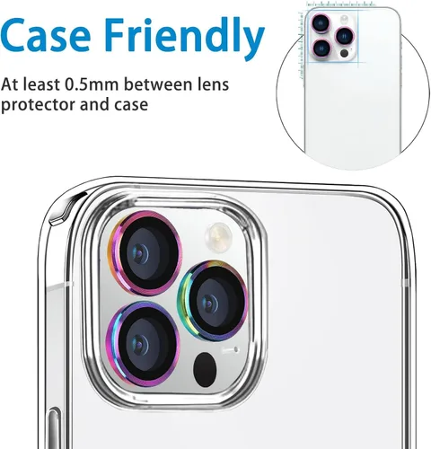 Vista 4 de Protector de lente de cámara compatible con iPhone 12 Pro Max, antiarañazos, vidrio templado 9H, protector de pantalla de cámara de metal, anillo a