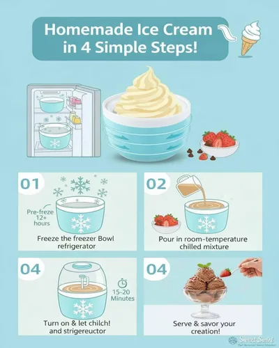 Vista 7 de Pequeña máquina de helados para el hogar, postre de un solo toque para principiantes de 15 minutos, 17 onzas, sirve una porción unifamiliar