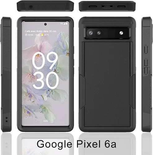 Vista 2 de Oumida Funda para Google Pixel 6A - Funda protectora de doble capa rígida de silicona híbrida a prueba de golpes de cuerpo completo (morado)