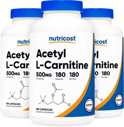 Vista 7 de Nutricost Acetil L-carnitina 500 mg, 180 cápsulas - Sin OMG y sin gluten (2 botellas)