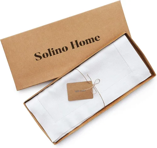 Vista 6 de Solino Home - Camino de mesa de lino con punto vainica, manteles individuales y servilletas
