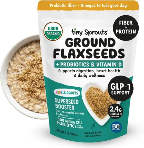 Vista 8 de Tiny Sprouts Semillas de Chía Molidas Orgánicas + Probiótico de Porción Completa + Vitamina D3 I Potenciador de Nutrición de Superalimento