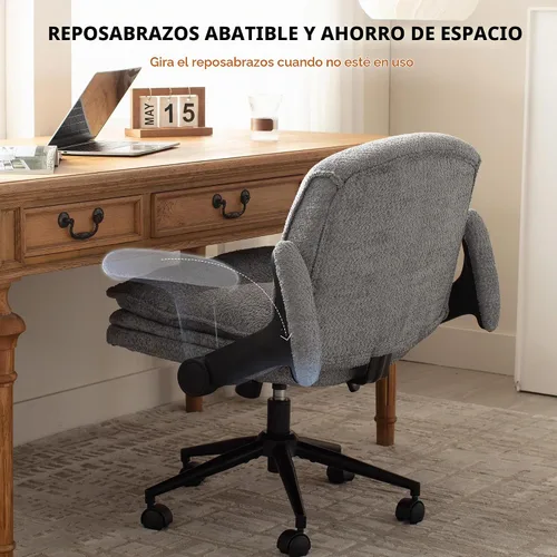 Vista 6 de Dowinx Silla Criss Cross con Brazos Abatibles Ajustables y Ruedas, Cómodo Sillón Ergonómico de Escritorio de Oficina con Cojines de 3 Capas, Silla