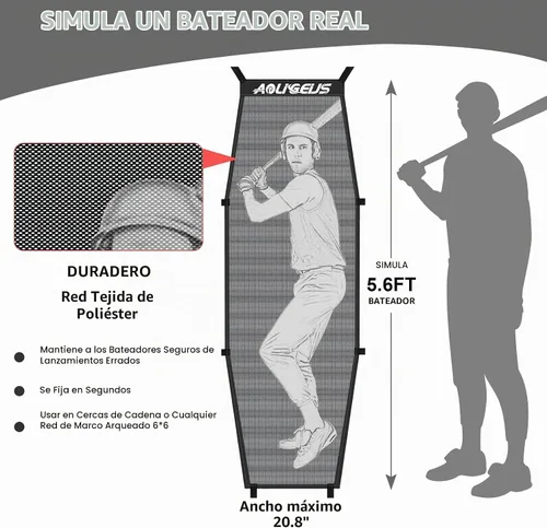 Vista 3 de 6'x6' Baseball Softball Practice Net with Tee & Dummy Batter