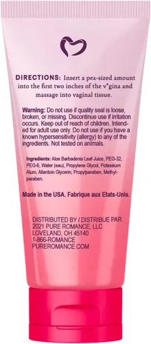 Vista 2 de Pure Romance Crema tensora vaginal para mujeres, tensador femenino de acción rápida las 24 horas, rejuvenecimiento sin pesas, 0.5 onzas líquidas